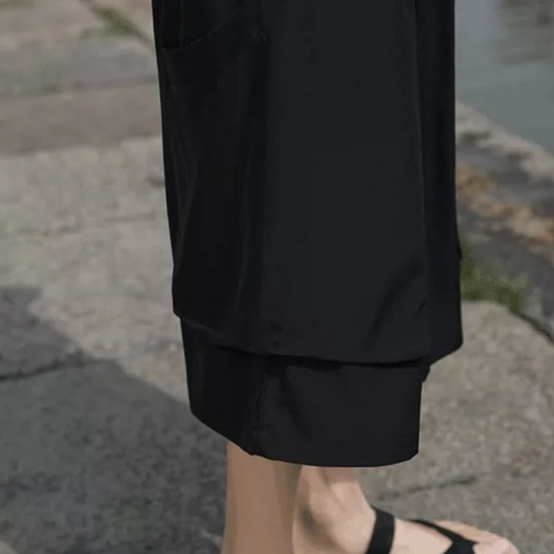 Large Pocket Ice Silk Quick-drying Drape Wide-leg Straight Pants