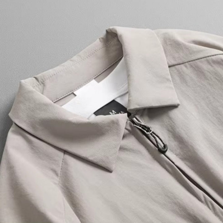 Multi-pocket Loose Two-way Zip Collar T-shirt