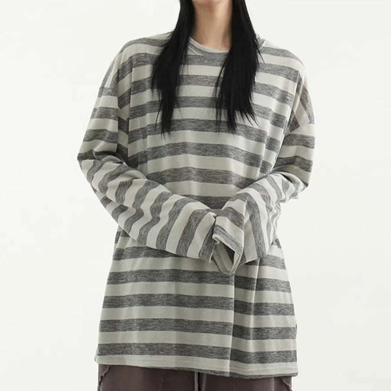 Flowy Loose-fitting Striped T-shirt
