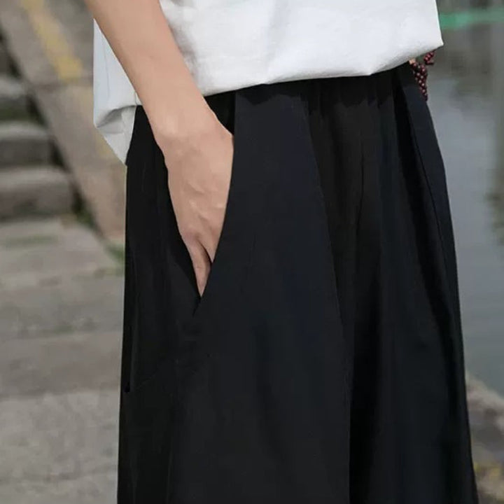 Large Pocket Ice Silk Quick-drying Drape Wide-leg Straight Pants