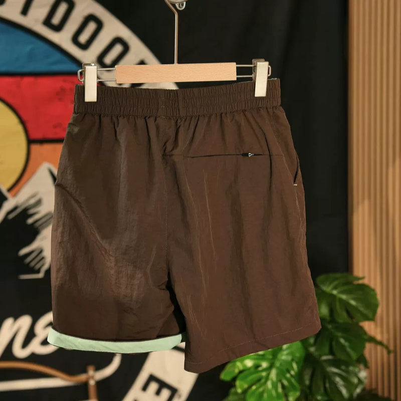 Color-blocked Rolled-up Water-repellent Shorts