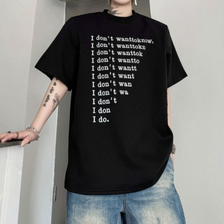 Crew Neck Letter Print Loose T-shirt