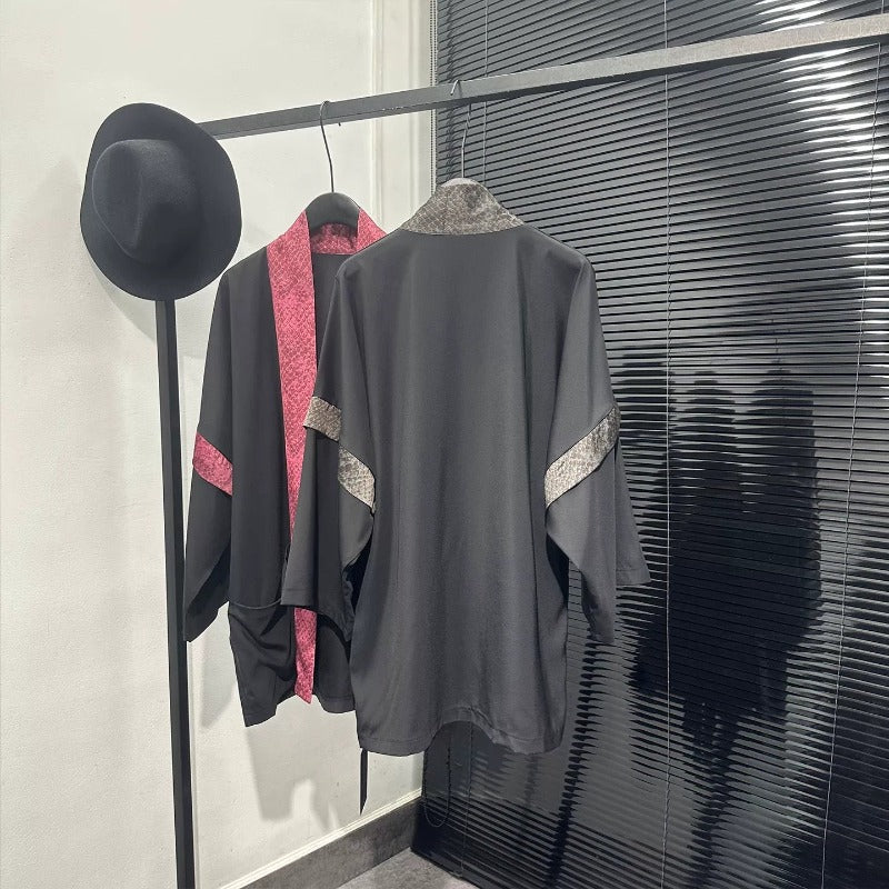 Faux-layered Spliced Cardigan Cape