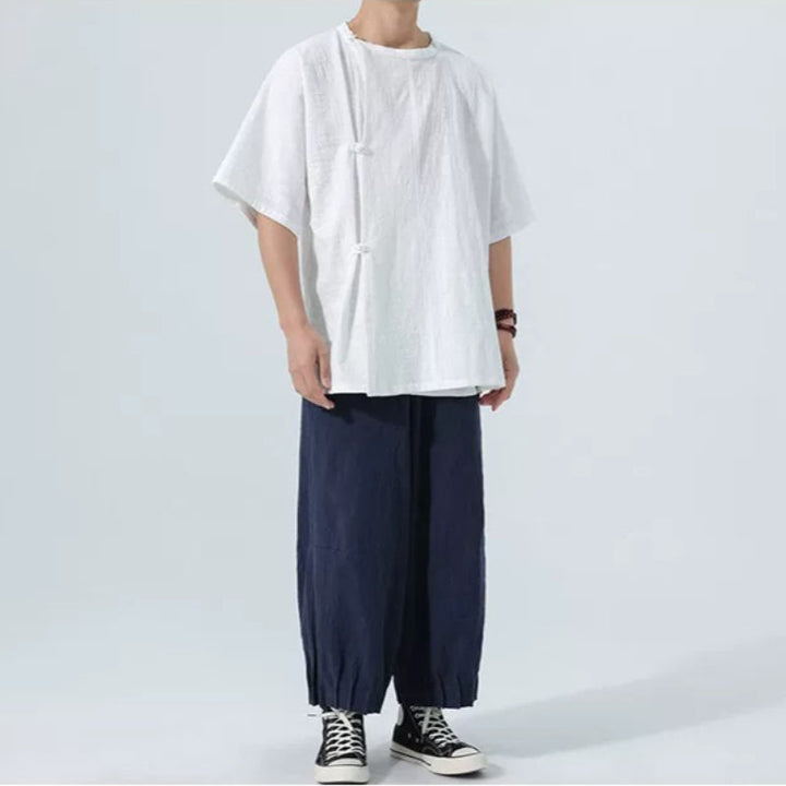 Retro Button-down Short-sleeved Shirt