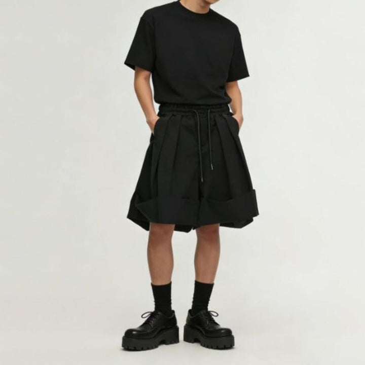 Japanese Style Casual Drawstring Pleated Shorts