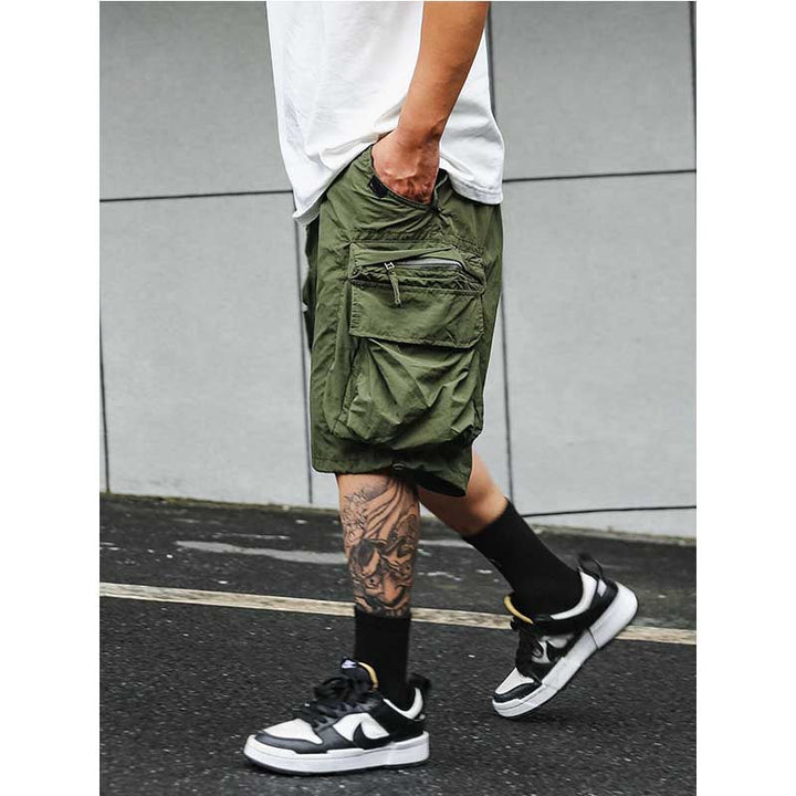 Large Pocket Zipper Casual Loose Shorts