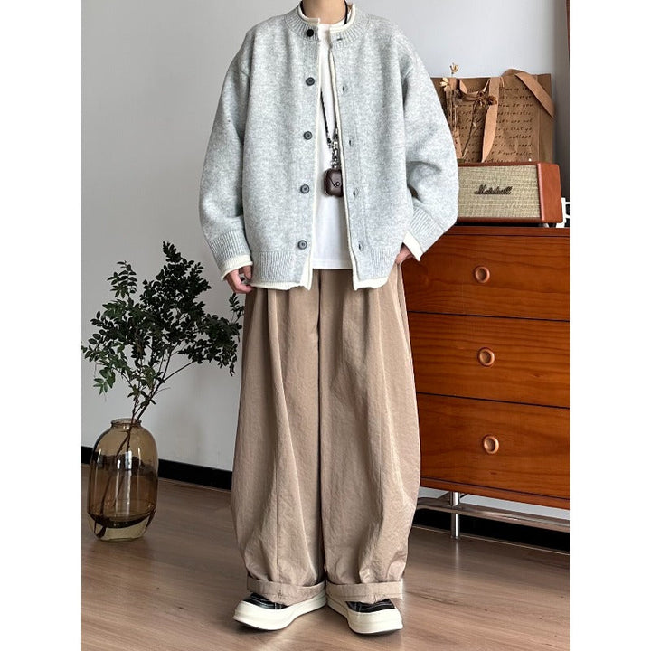 Japanese Loose-fitting Textured Wide-leg Pants