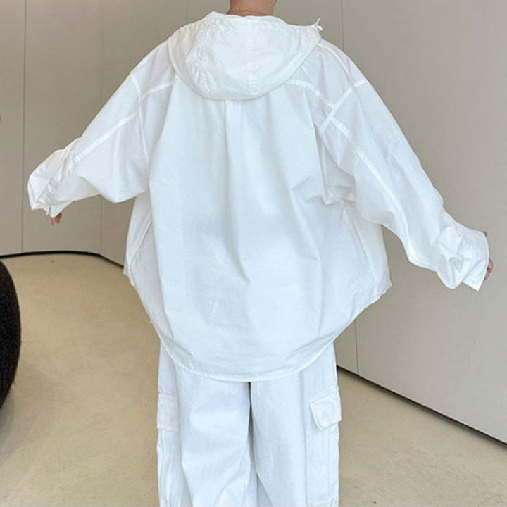 Casual Loose Hooded Shirt Jacket