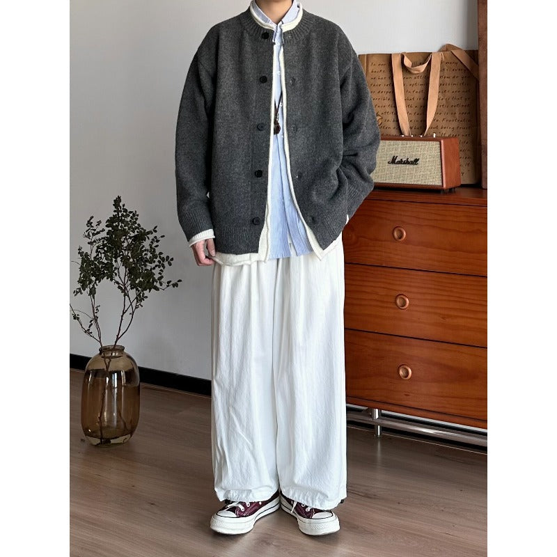 Japanese Faux Two-piece Loose Casual Knit Cardigan