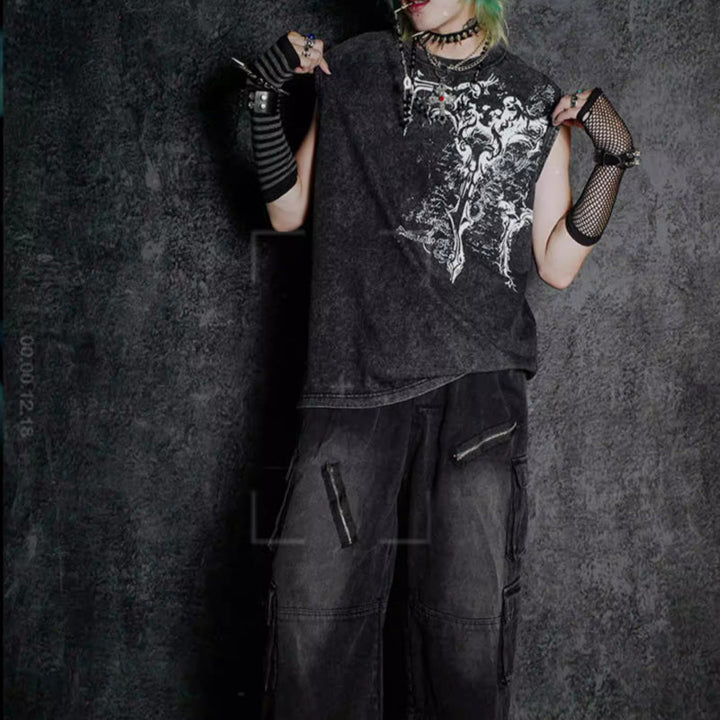 Dark Striped Sleeves Gloves