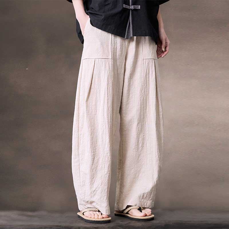 Zen-inspired Elastic Waist Loose Casual Pants