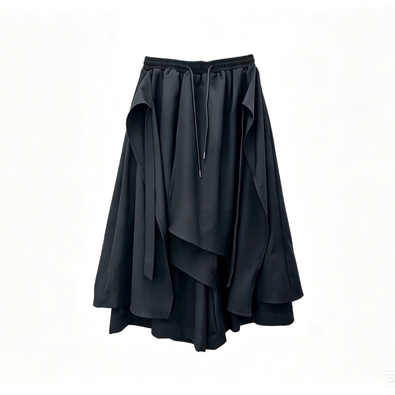 Japanese Loose Shirt and Asymmetrical Skirt-Pants Two-piece Set