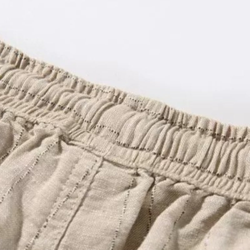 Retro Linen Striped Shorts