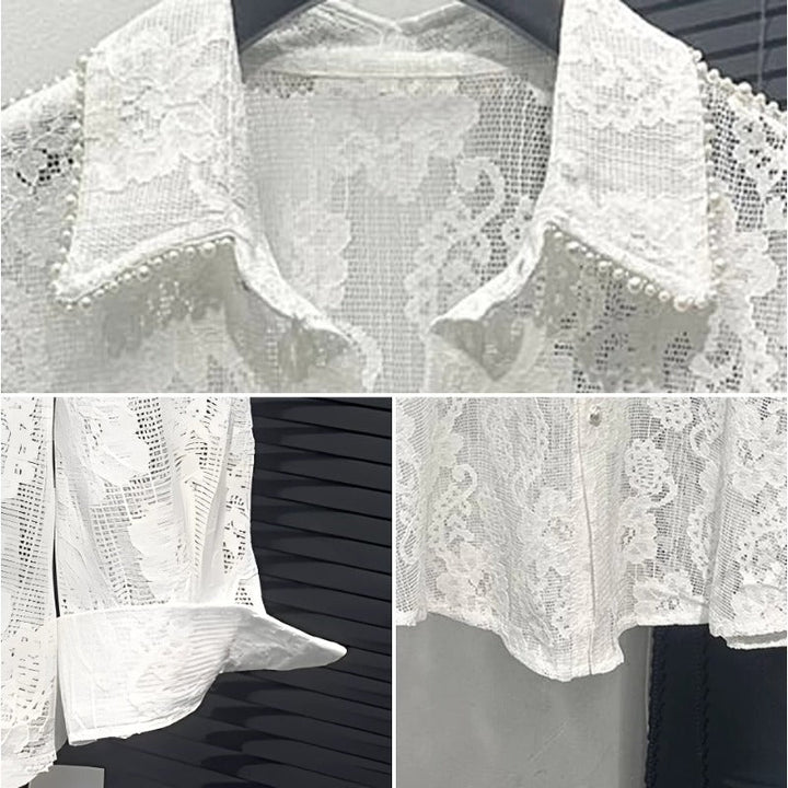 Lace Cut-out Long-sleeve Shirt