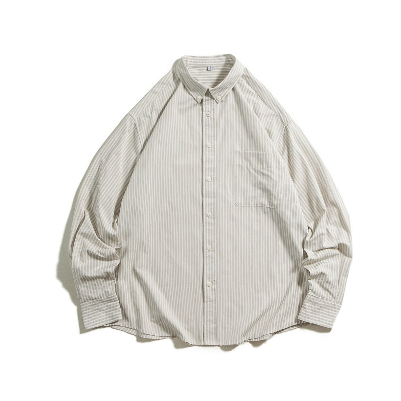 Japanese Striped Loose-fitting Long-sleeved Shirt