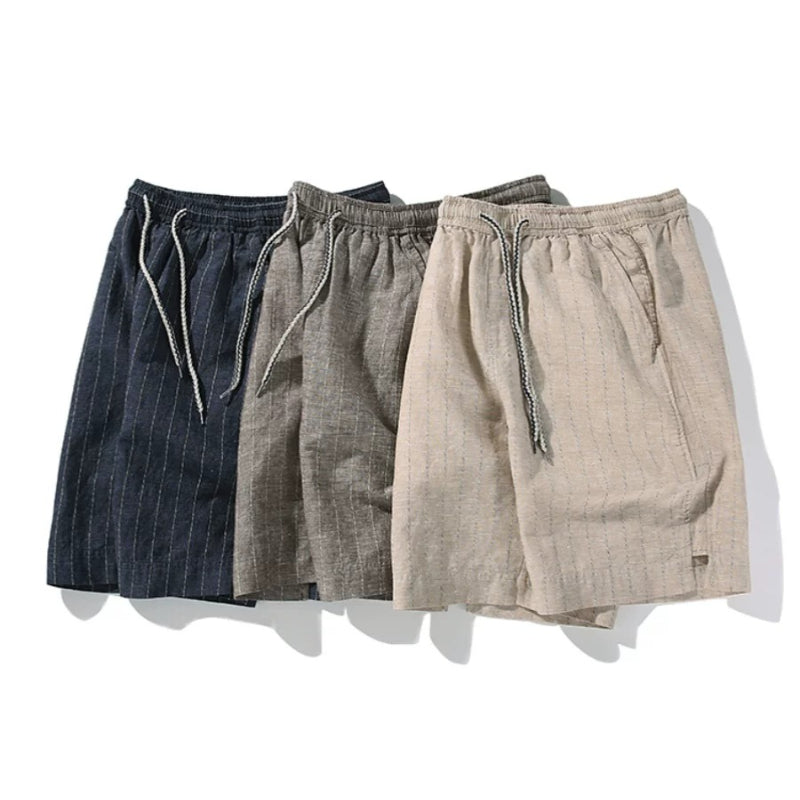Retro Linen Striped Shorts