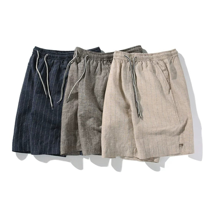 Retro Linen Striped Shorts