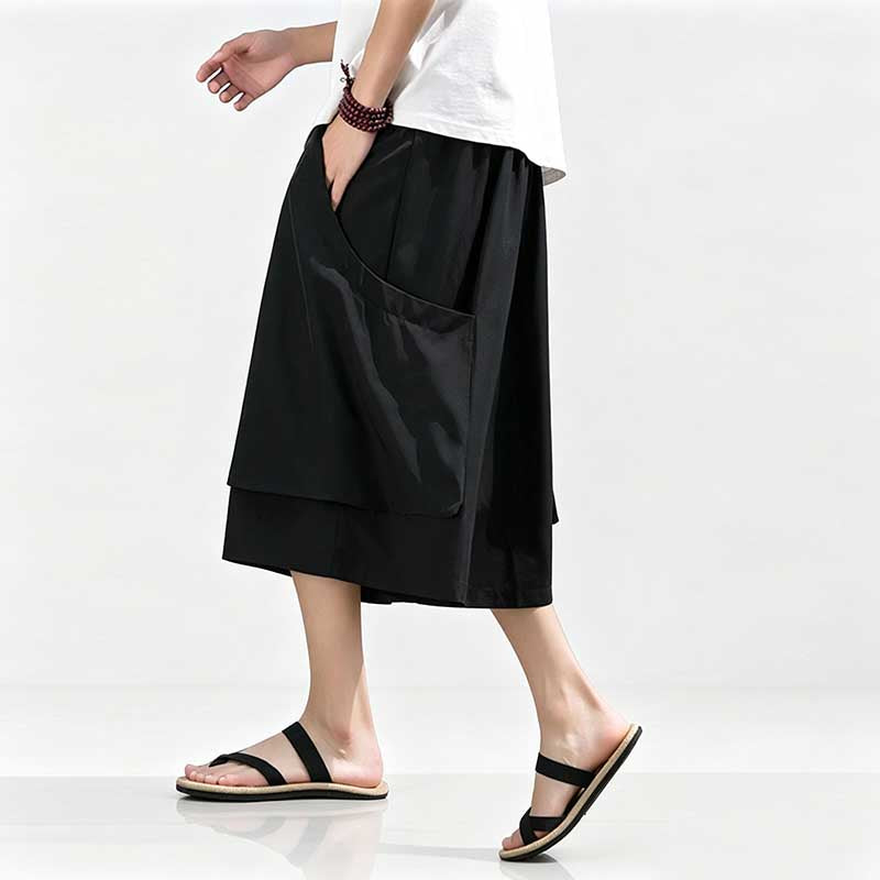 Large Pocket Ice Silk Quick-drying Drape Wide-leg Straight Pants