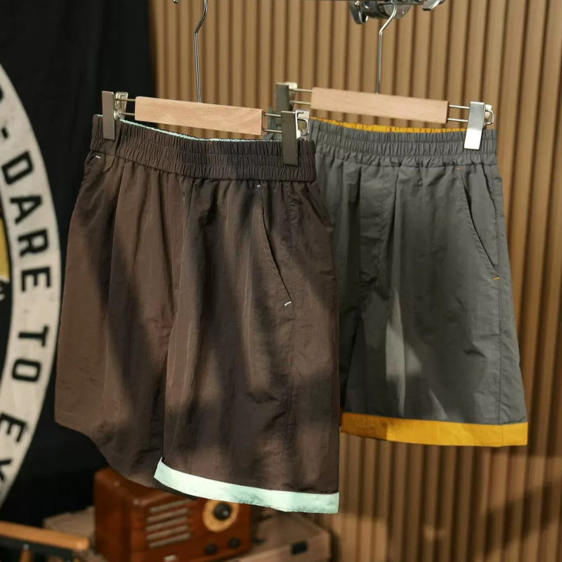 Color-blocked Rolled-up Water-repellent Shorts