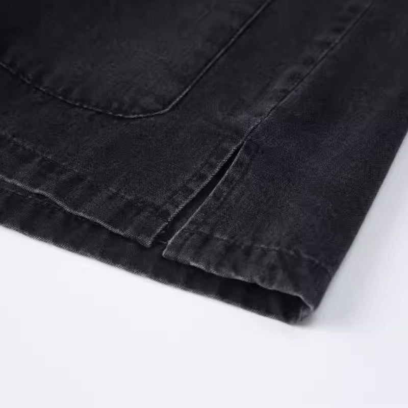 Denim Loose Button-Up T-Shirt