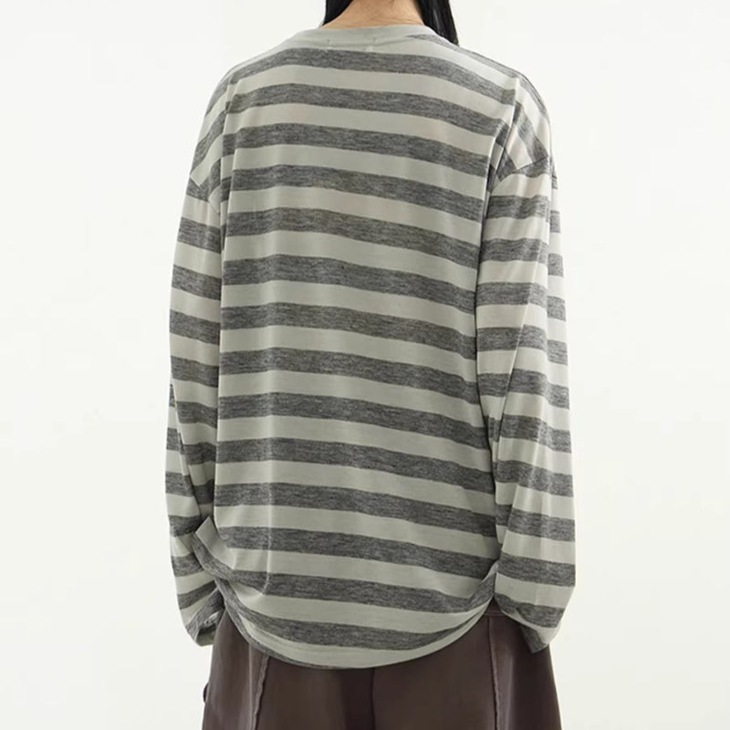 Flowy Loose-fitting Striped T-shirt