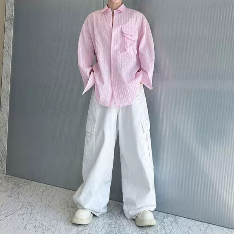 Loose-Fit Striped Collared Shirt