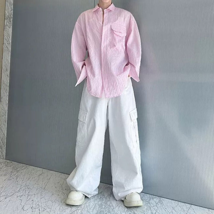 Loose-Fit Striped Collared Shirt