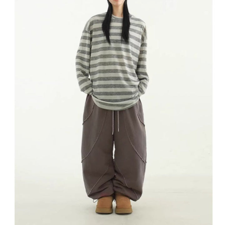 Flowy Loose-fitting Striped T-shirt