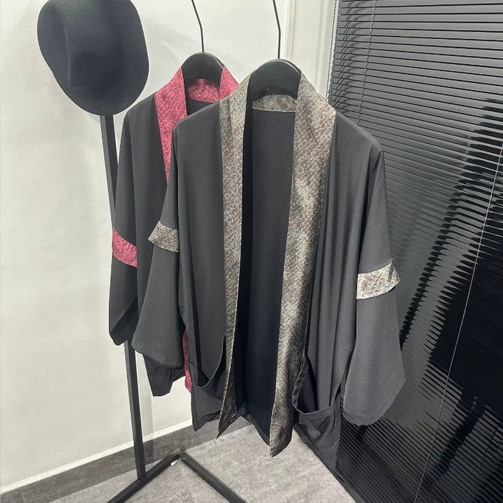 Faux-layered Spliced Cardigan Cape
