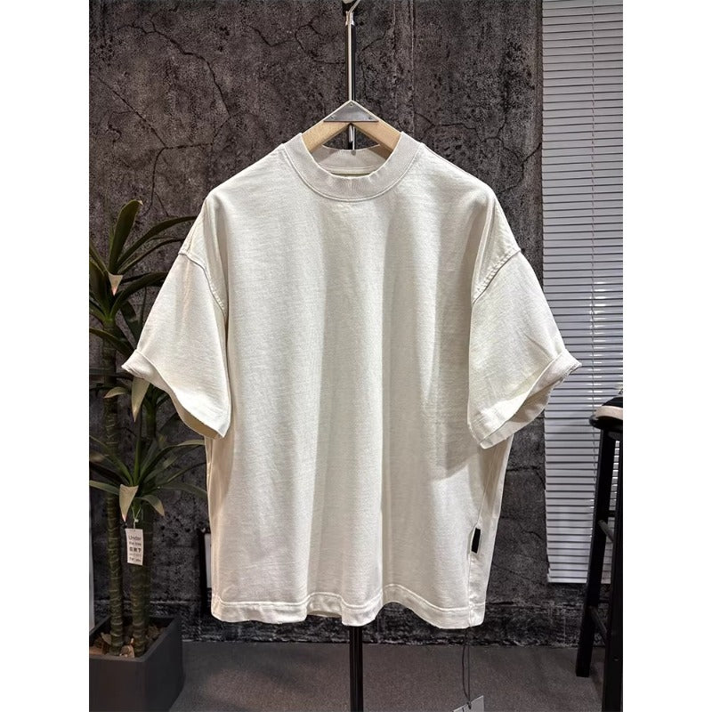 420g Cotton Drop-Shoulder Frayed Edge T-shirt
