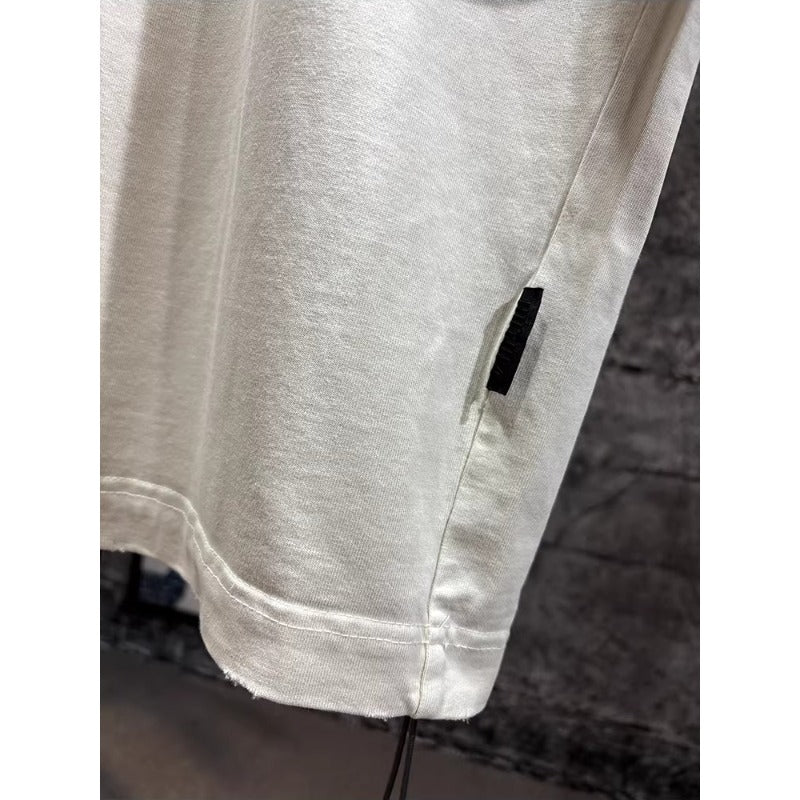 420g Cotton Drop-Shoulder Frayed Edge T-shirt