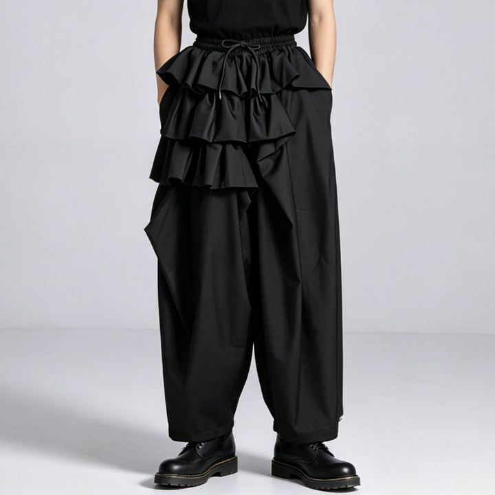 Japanese Asymmetric Loose Wide-Leg High-Waisted Skirt-Pants