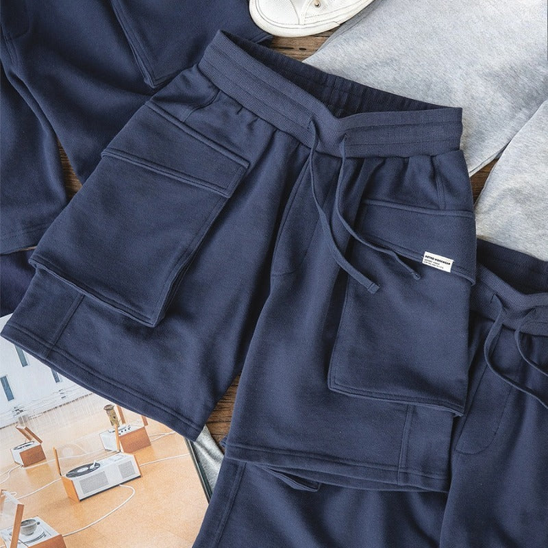 Retro Large pocket Cotton Athletic Shorts