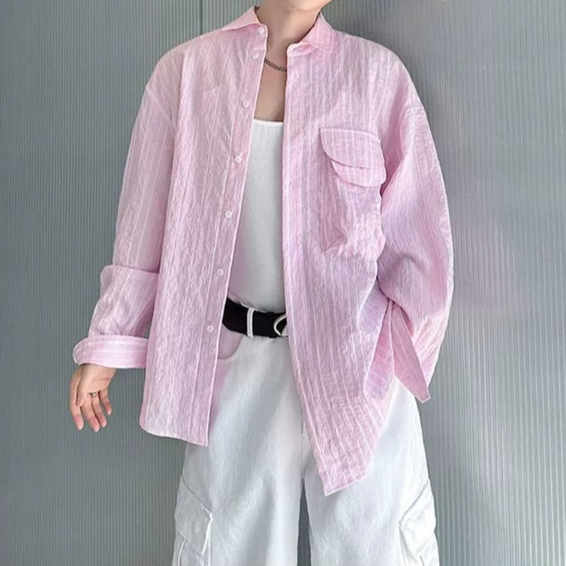 Loose-Fit Striped Collared Shirt