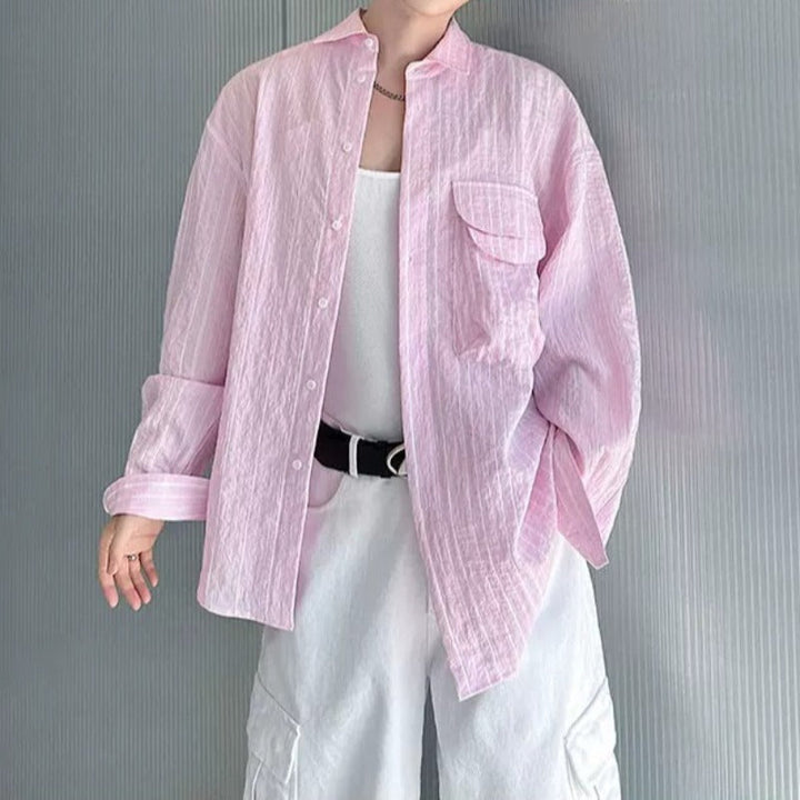 Loose-Fit Striped Collared Shirt