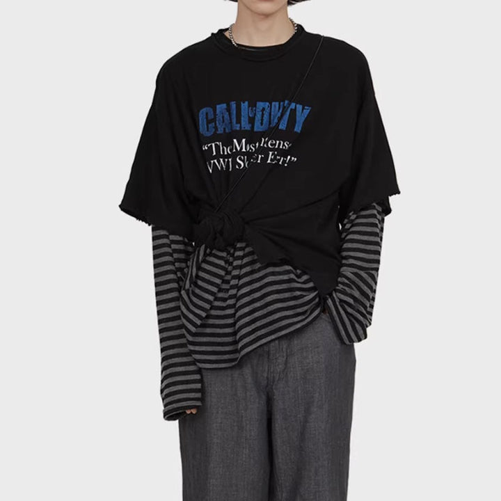 Loose-fitting Casual Striped Long-sleeved Shirt