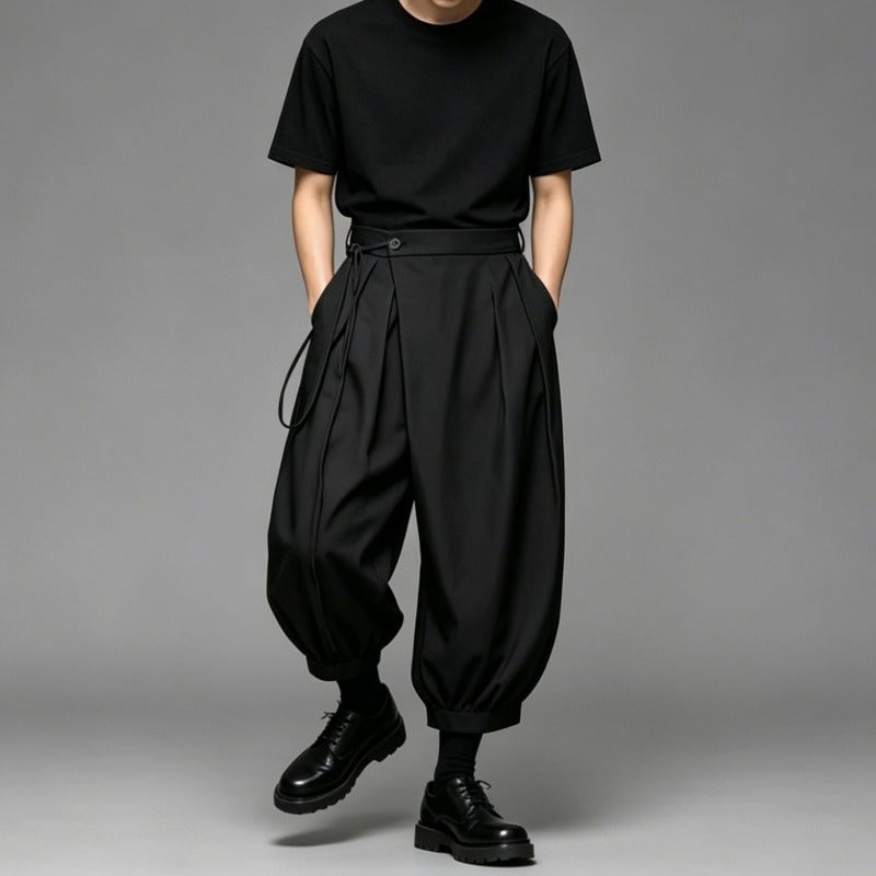 Japanese High-Waisted Cropped Balloon Pants