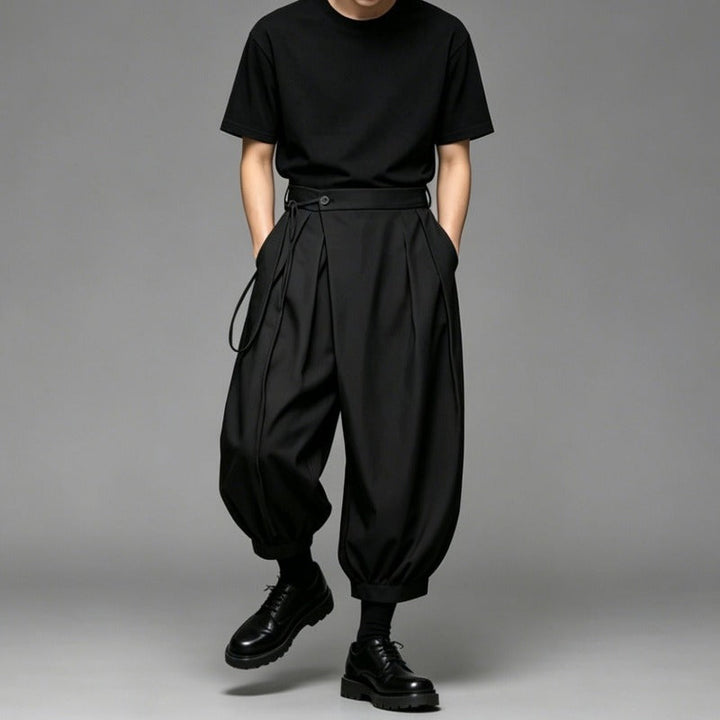 Japanese High-Waisted Cropped Balloon Pants