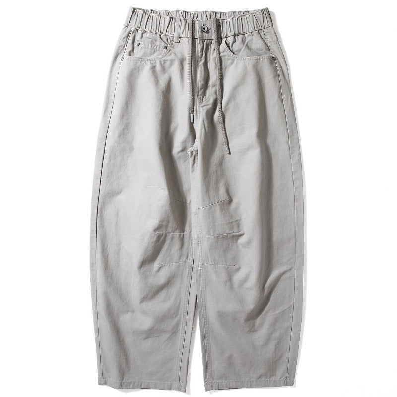 Casual Wide-Leg Cotton Workwear Trousers