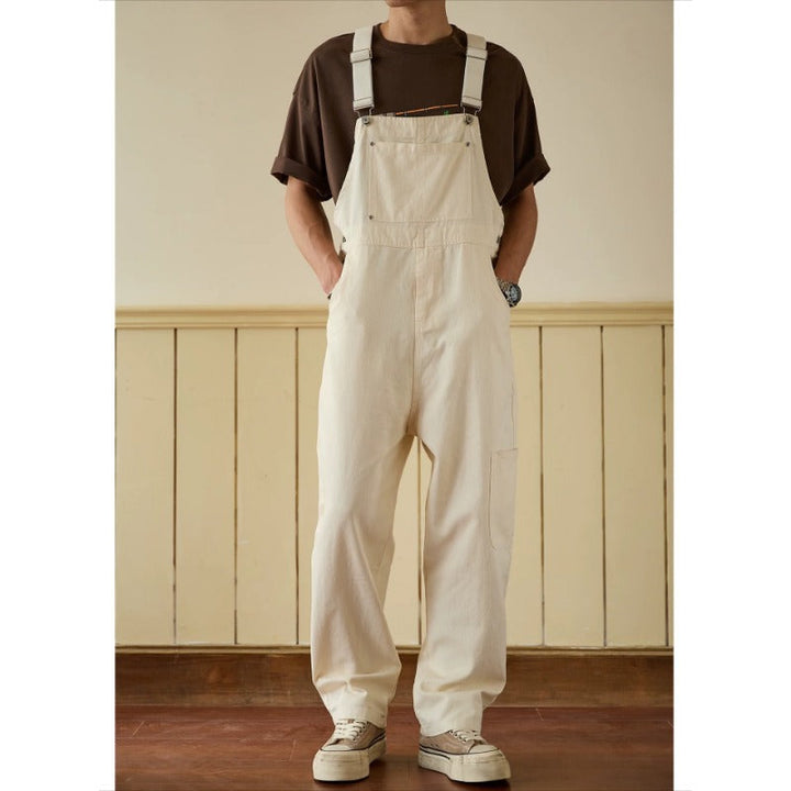 Retro Loose-Fit Casual Workwear Cargo Overalls