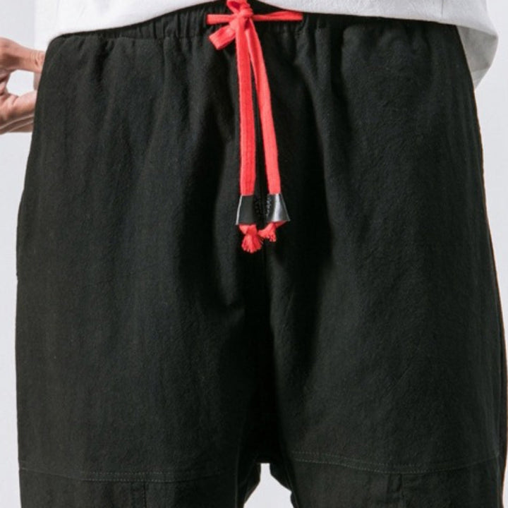 Cotton and Linen Loose Elastic Waist Shorts