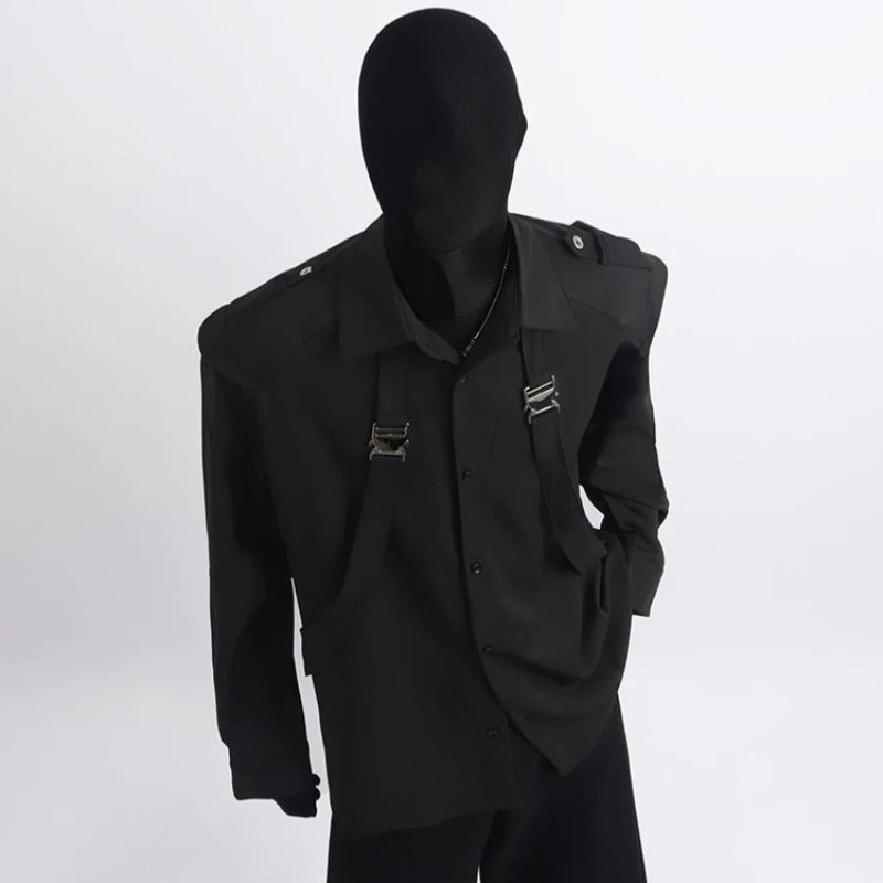 Deconstructed Long-sleeve Shirt with Strap Detailing
