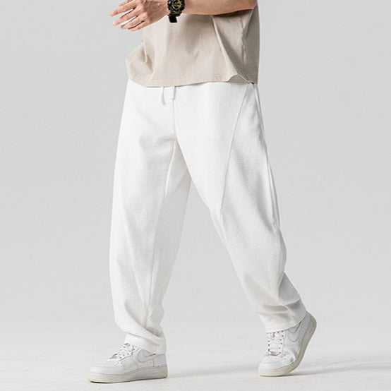 Waffle Loose-Fit Casual Wide-Leg Trousers