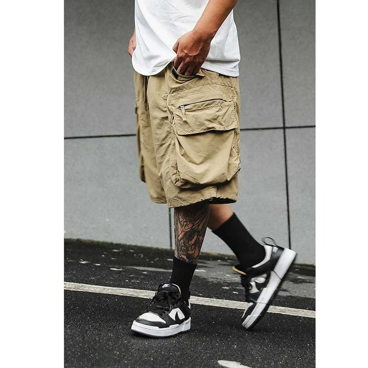 Large Pocket Zipper Casual Loose Shorts