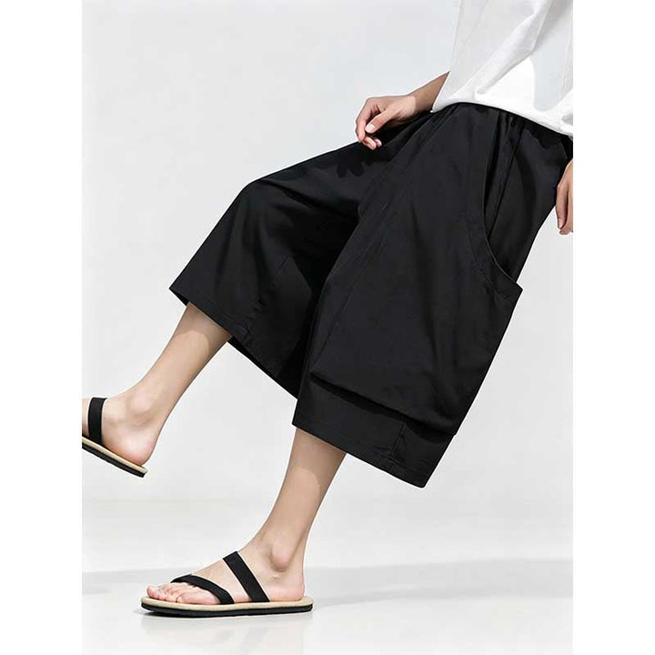 Large Pocket Ice Silk Quick-drying Drape Wide-leg Straight Pants