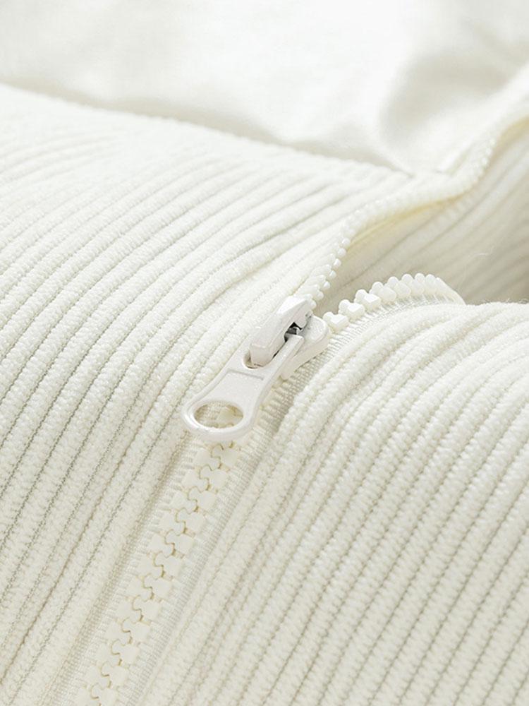 Corduroy PU Patchwork Puffer Coat