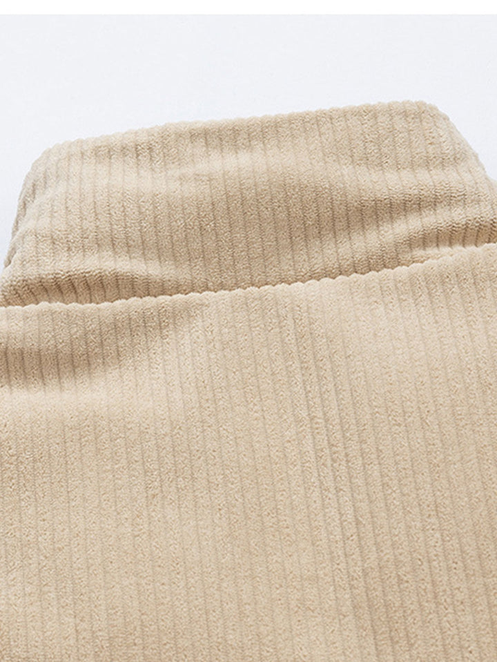 Corduroy Patchwork Zip Up Puffer Coat