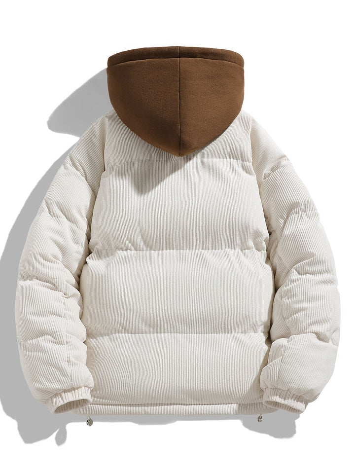 Corduroy Hooded Puffer Coat