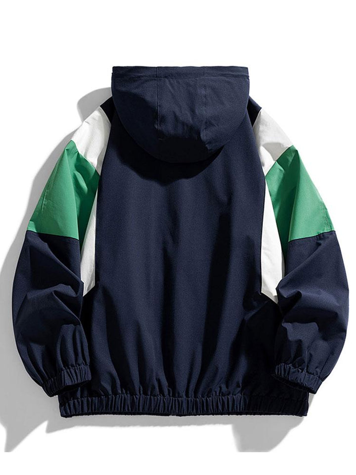 Relax Fit Color Block Hooded Windbreaker