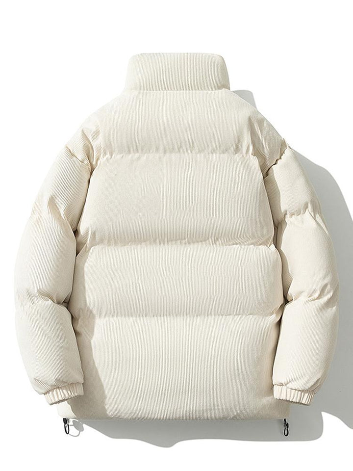 Funnel Neck Corduroy Puffer Coat